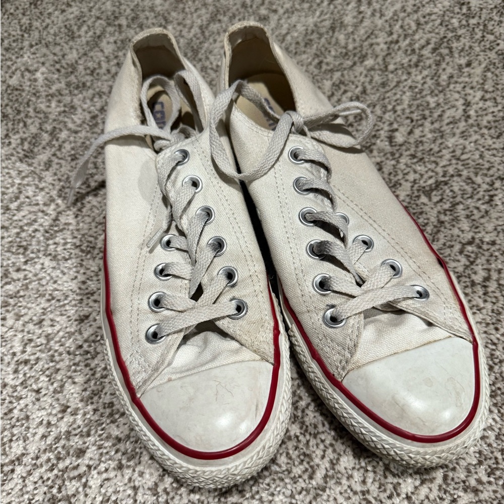 Converse Women's Cream Sneakers with Red Trim